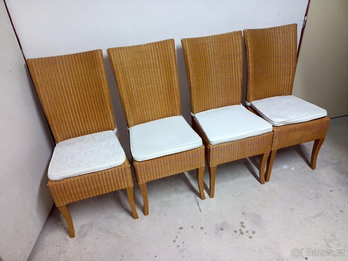 Prodám 4 x krásné vysoké ratanové židle s podsedáky - 5