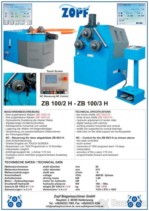 Zakružovačka profilů a trubek ZB100-2H - 5