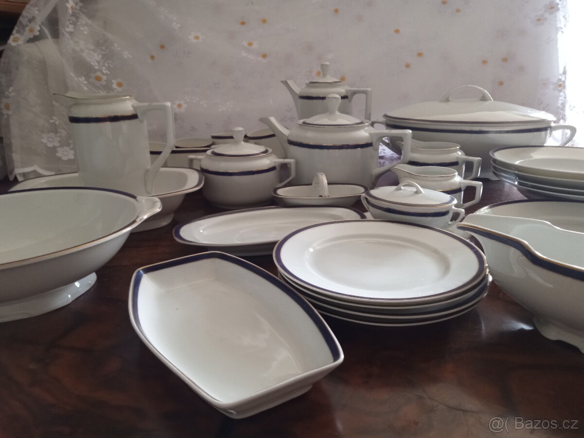 Thun porcelánový servis kobalt, zlacení - 5