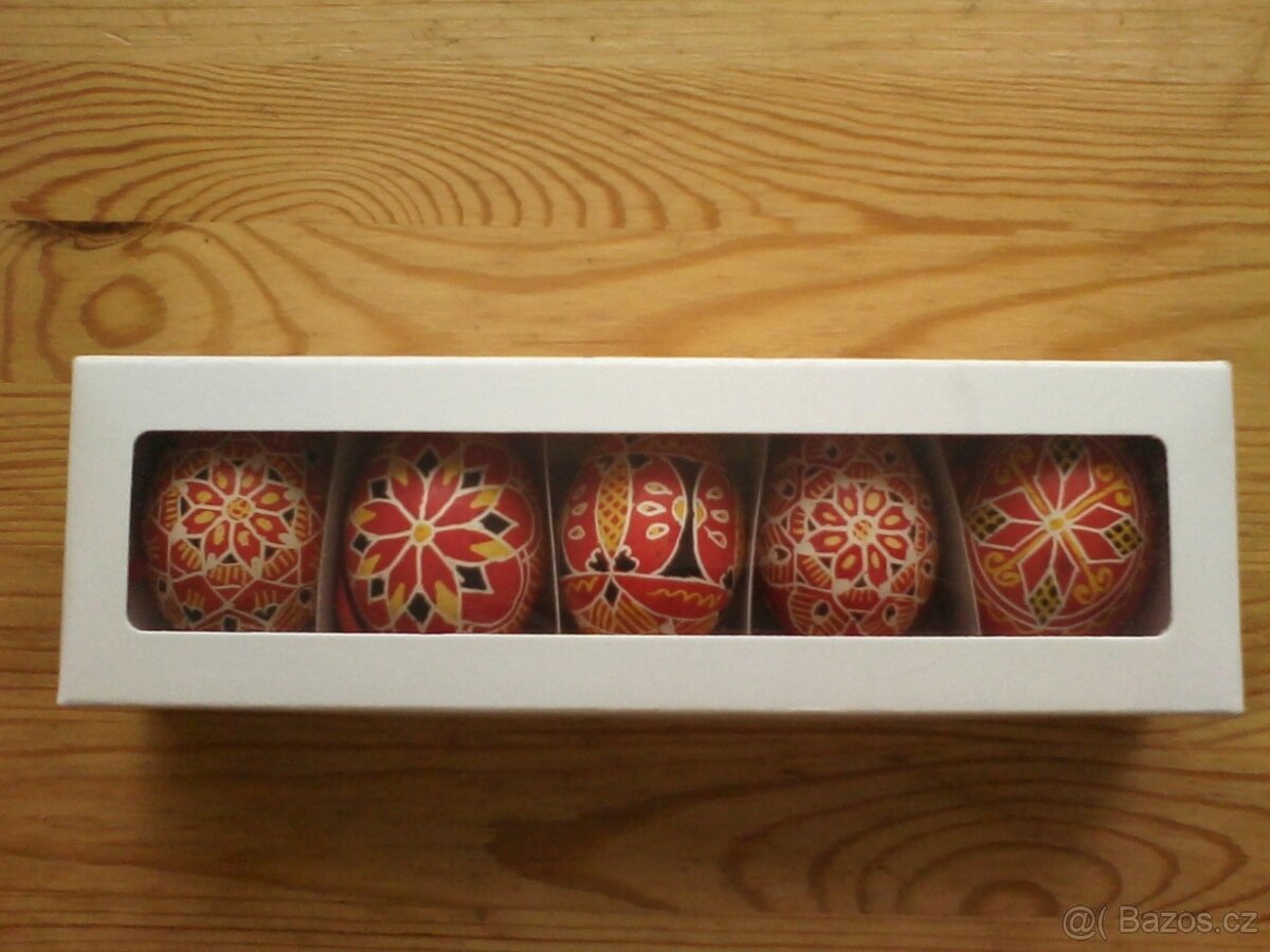 5x ručně batikované vejce, tradiční český výrobek Velikonoce - 5