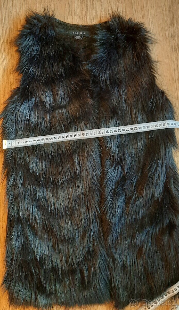 Černá chlupatá vesta Amisu, XS - 5