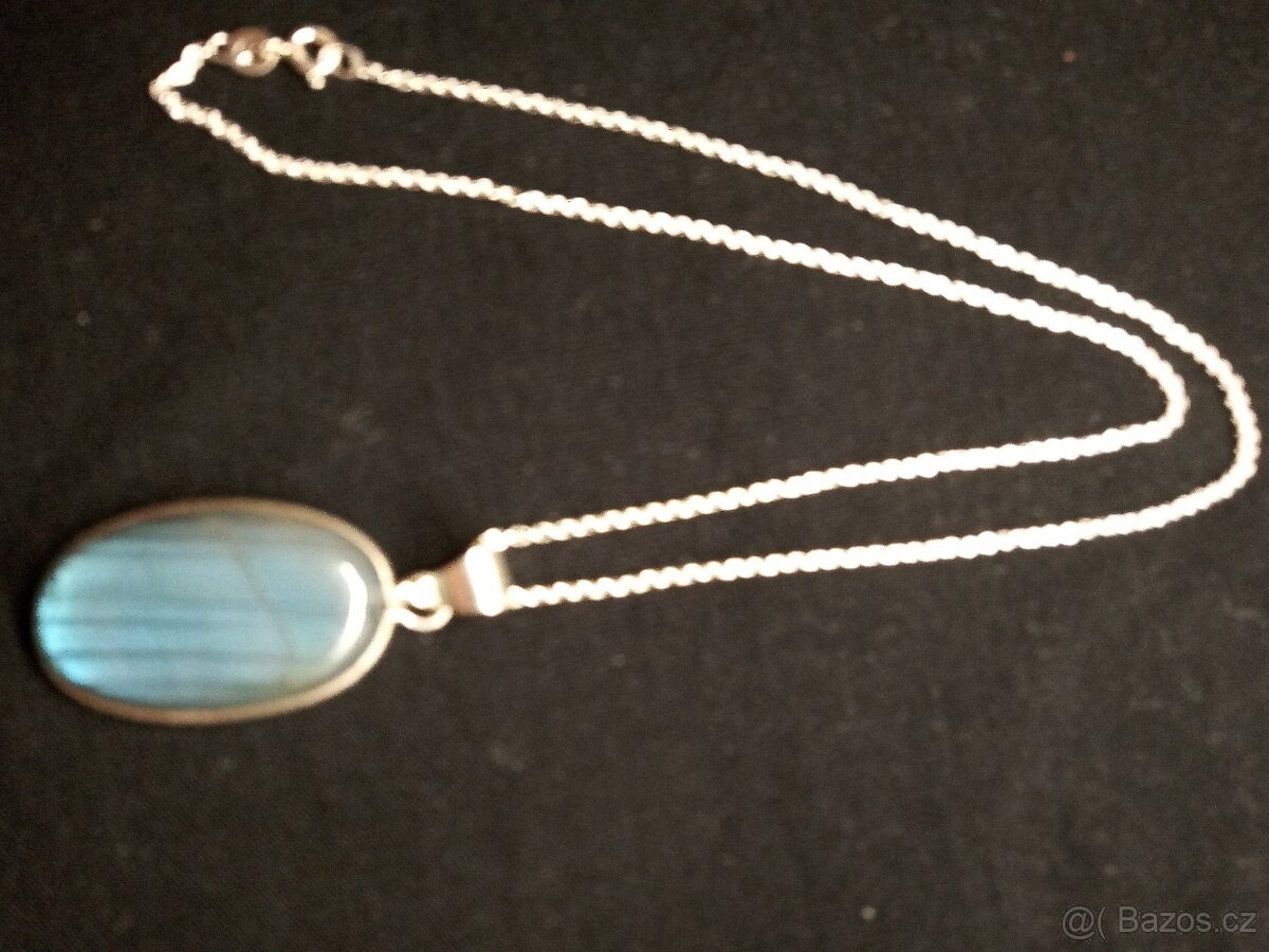 Stříbrný náhrdelník s labradoritovým přívěskem - 5