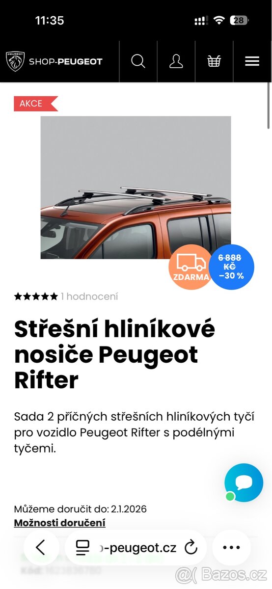 Příčníky originál Peugeot Rifter - 5