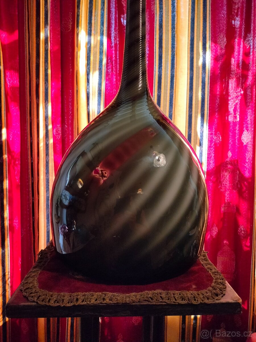 Vysoká umelecká váza České dvojfarebne viacvrstvove sklo - 5