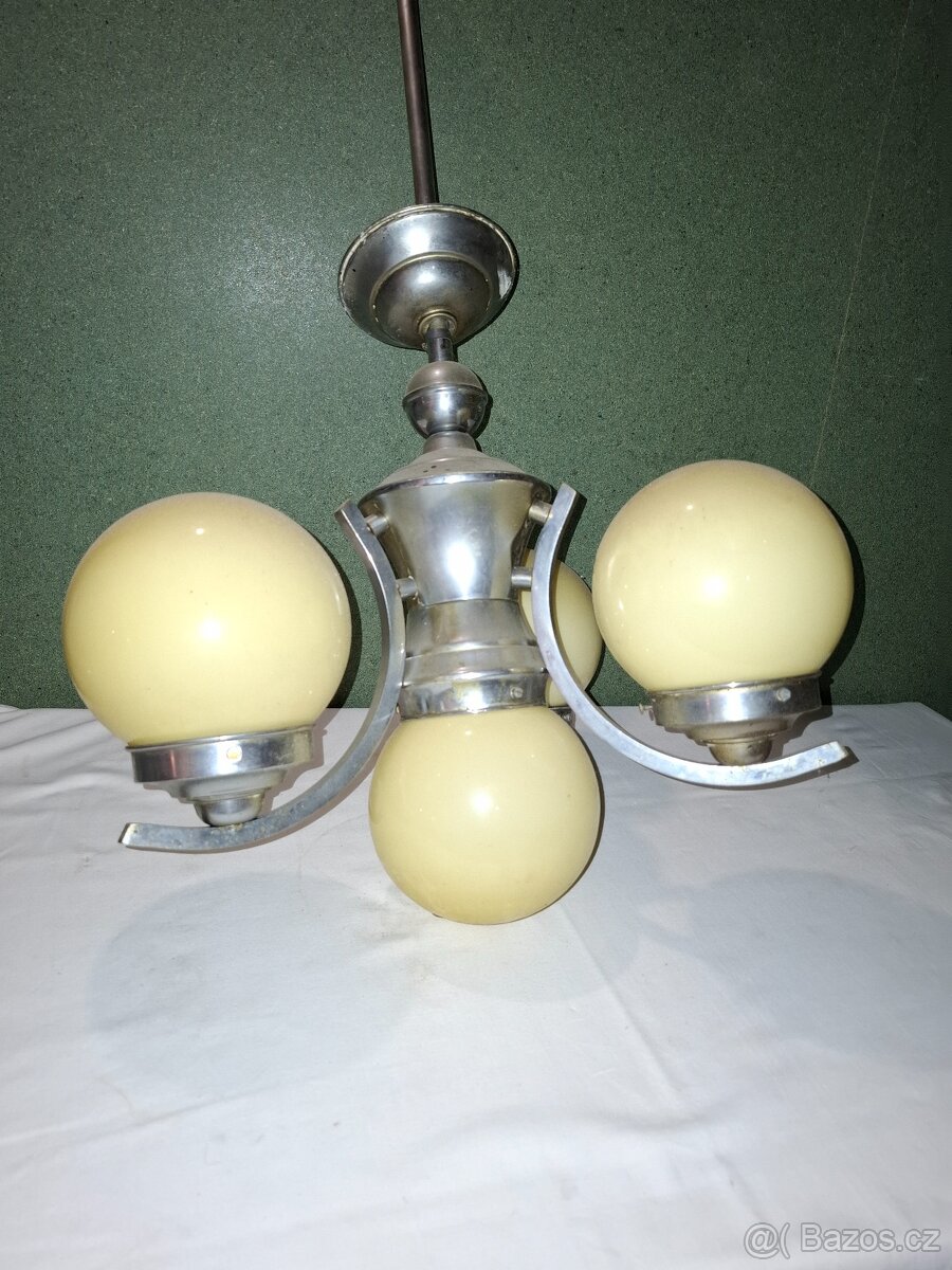 Starožitný Art Deco lustr, 30. léta kompletní - 5