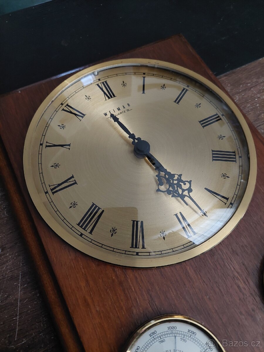 Nástěnné hodiny Weimar Quartz s barometrem-FUNKČNÍ - 5