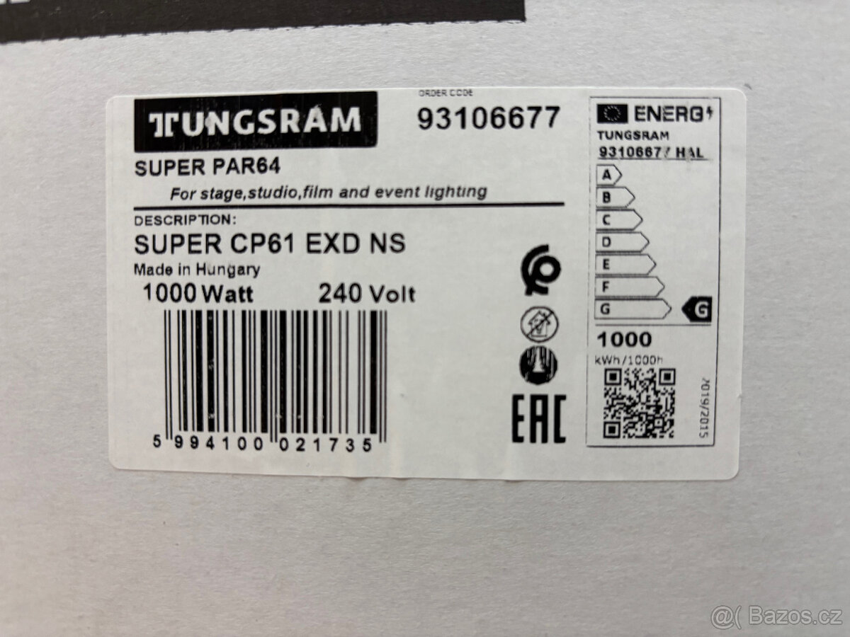 PAR 64 240V/1000W CP61 GX16d 300h Tungsram - 5