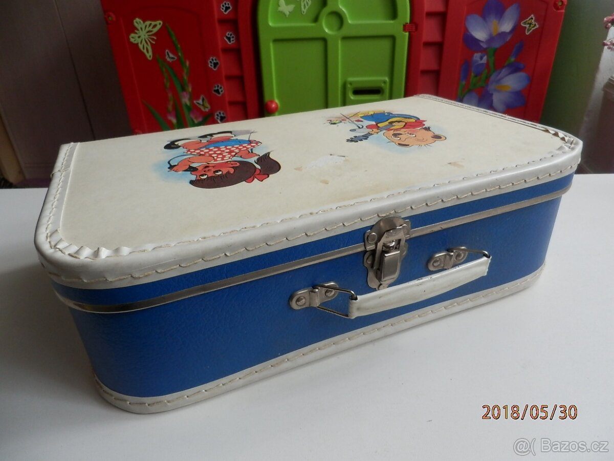 Starý dětský modrý kufřík - 5