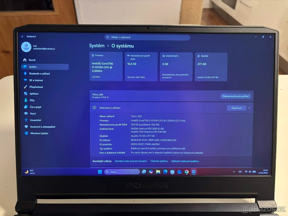 Acer Predator Triton 500 RTX 2060 6GB - 5