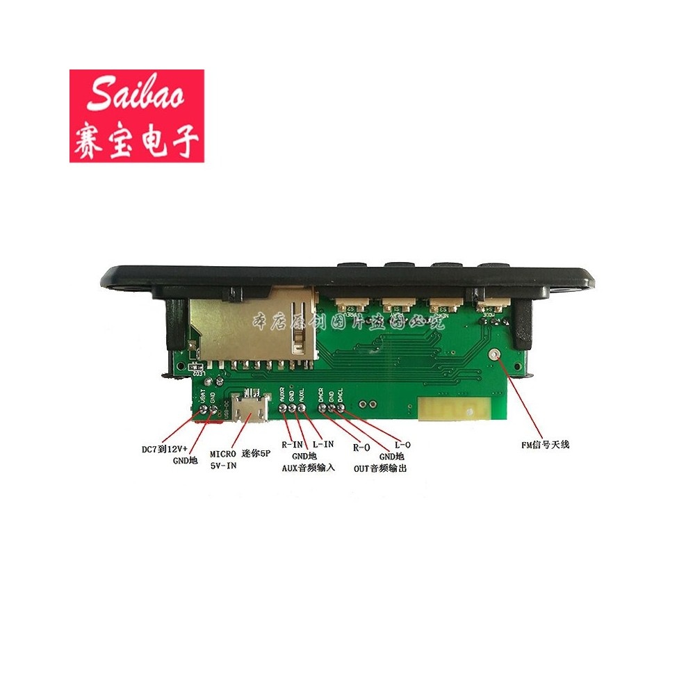 MP3 set 02D black s ovladaním , BT, MIC, SD BT, zesilovač - 5