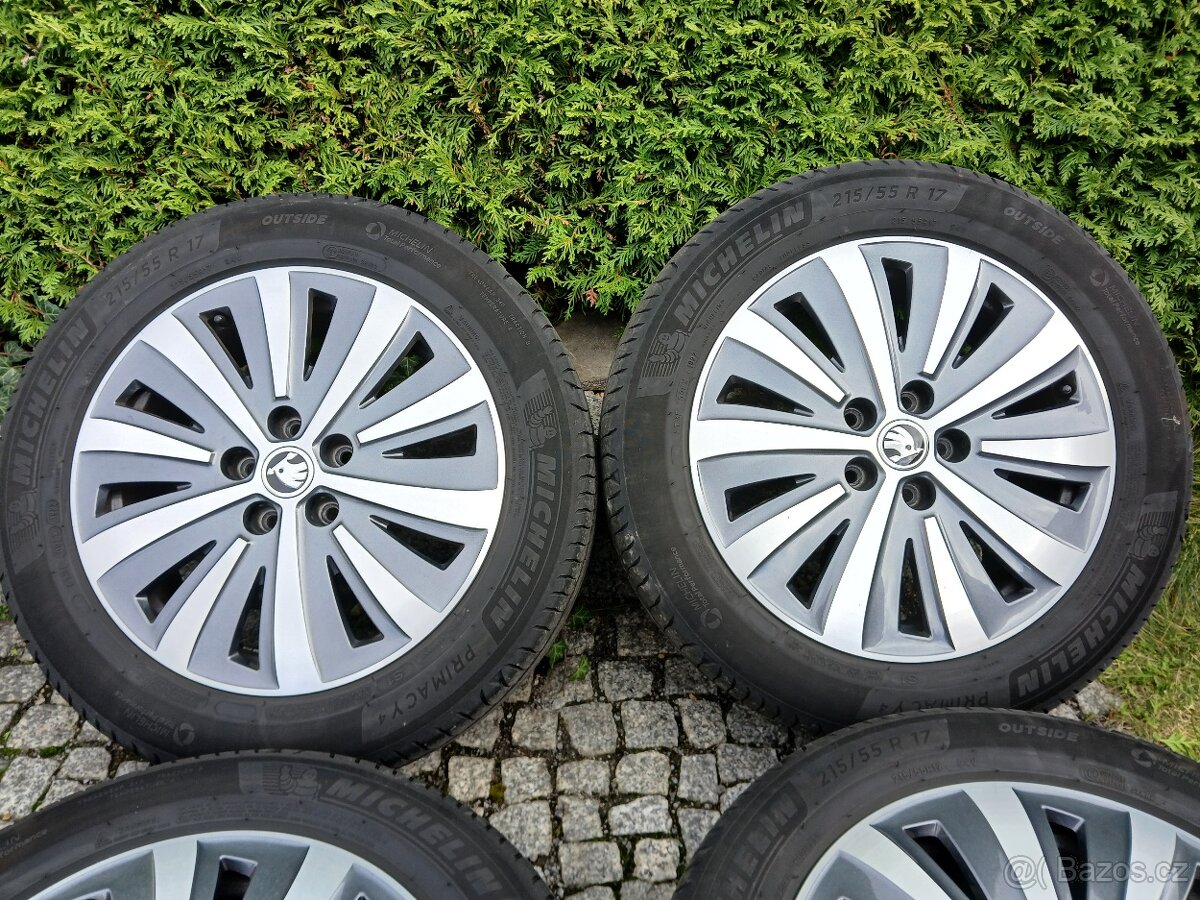 ALU kola,sada,Škoda DRAKON,MICHELIN,215/55 R17,5x112,TOP - 5