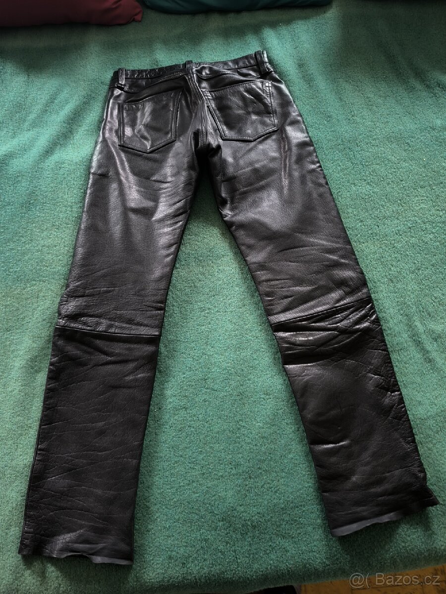 Kožené jeansy kalhoty, vel. 31 - 5