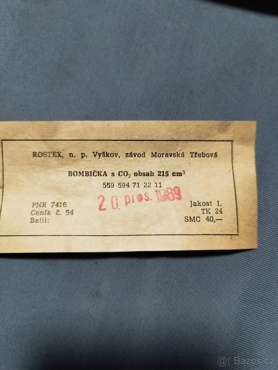 Rostex 215cm³CO2 bombičky - PLNÉ, STAROŽITNOST - 5