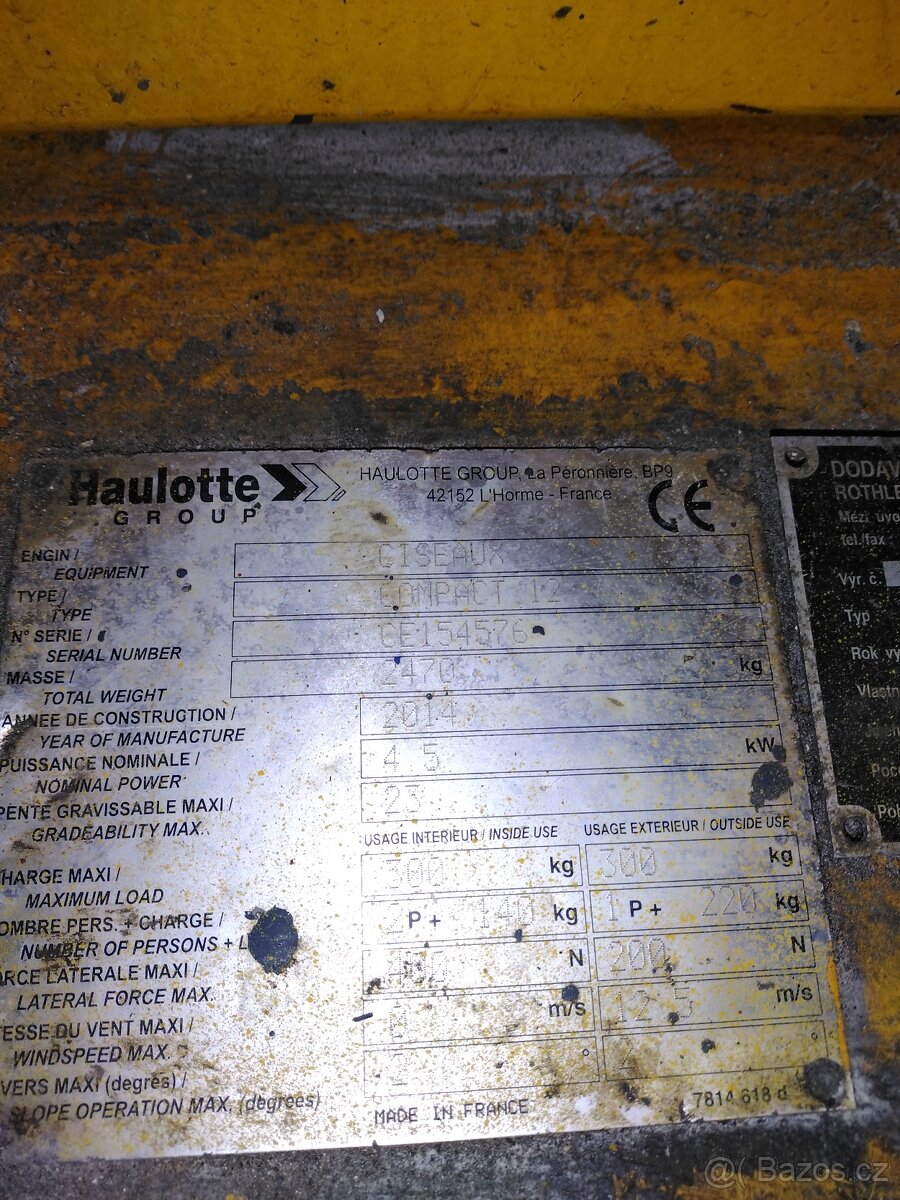 Nůžková pracovní plošina Haulotte Compact 12 - 5