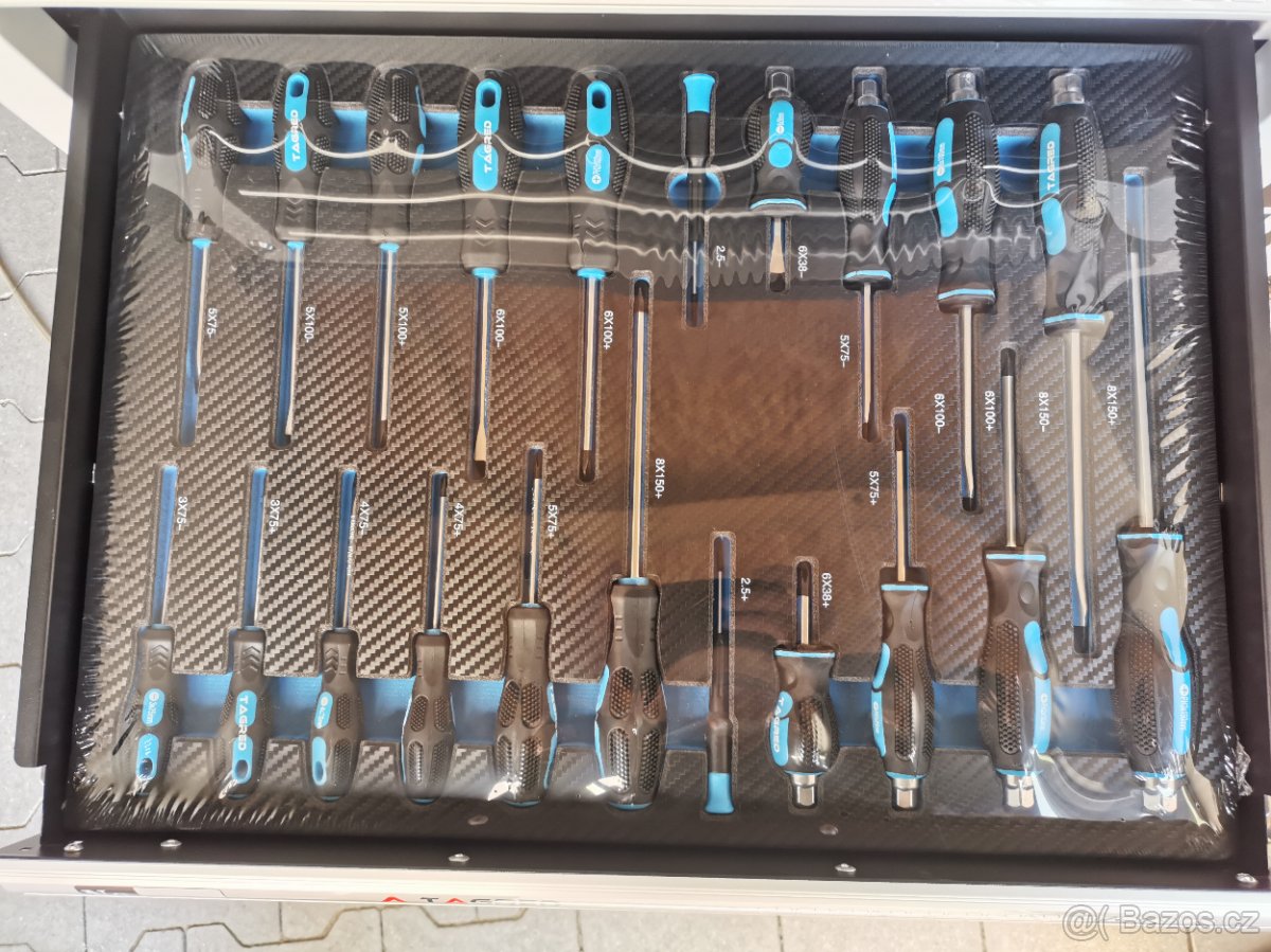 Dílenský vozík s nářadím 251ks,NOVÝ, gola sada,ploché klíče - 5