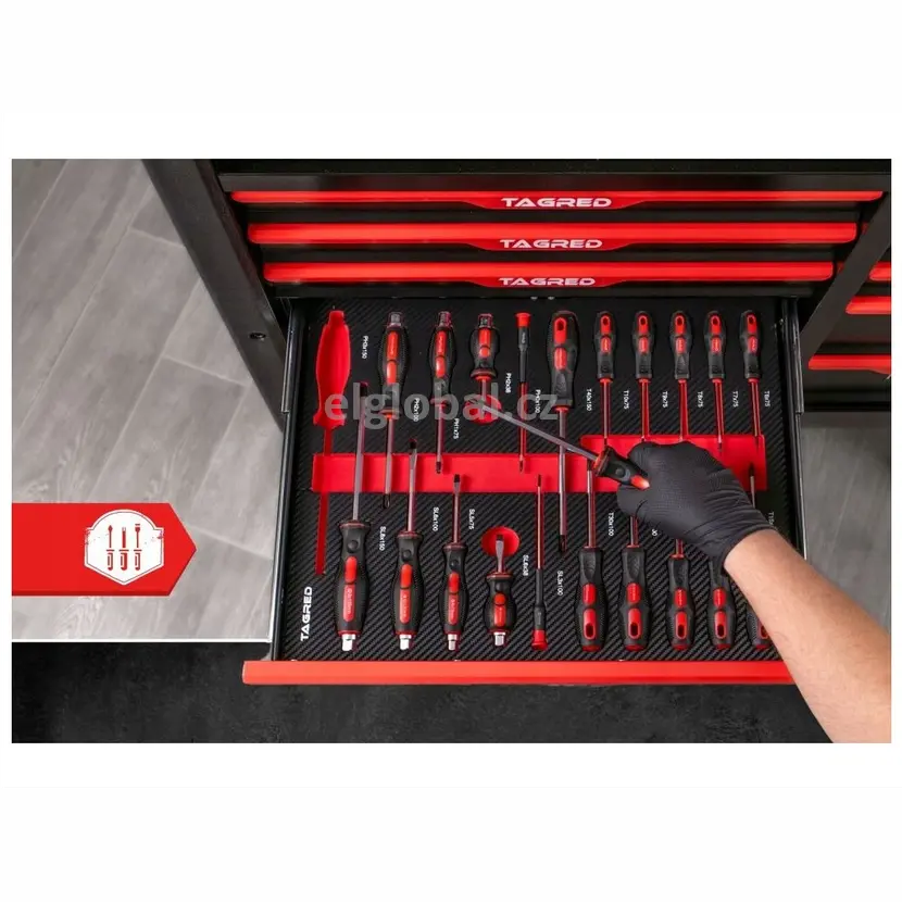 TAGRED TA186 XXL Dílenský vozík s nářadím 691 ks, 12 zásuvek - 5