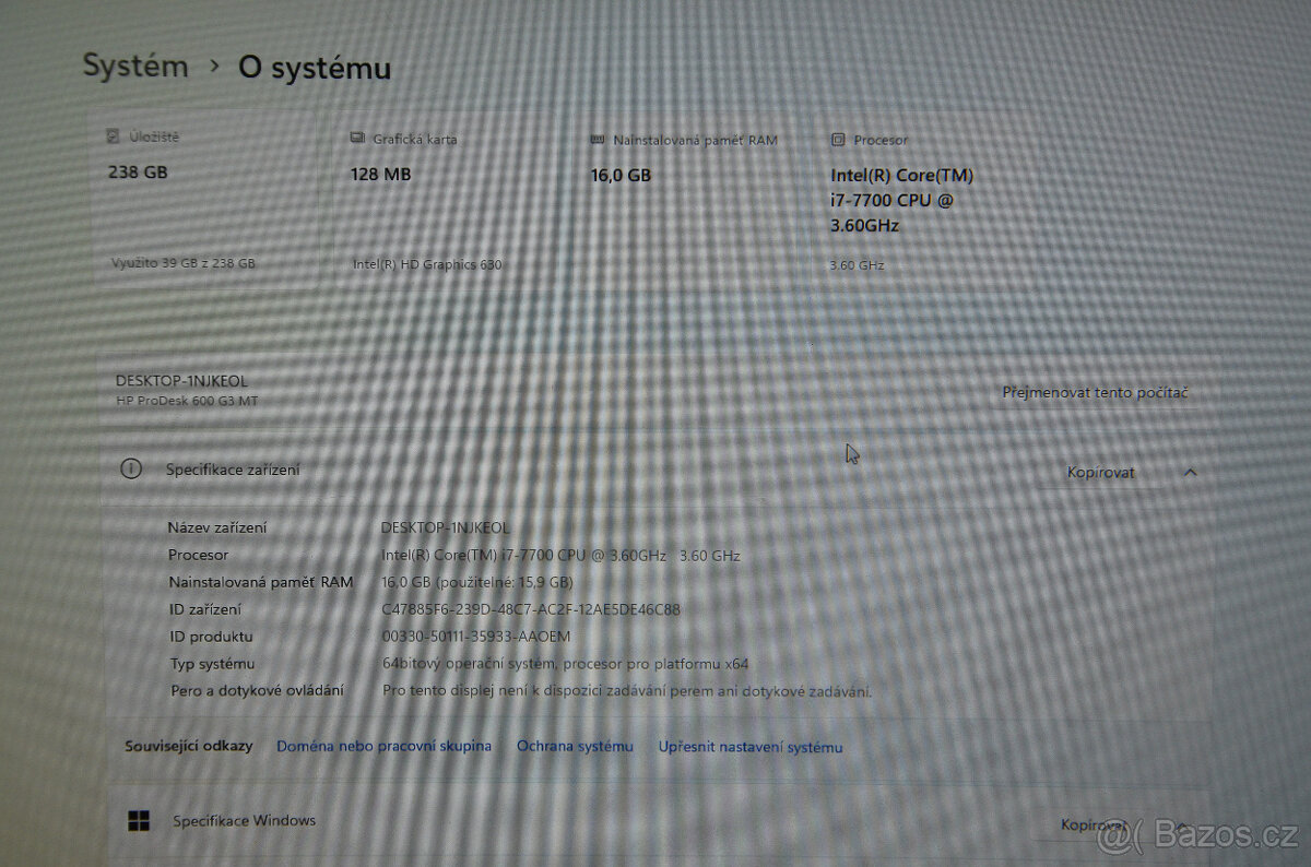 HP Prodesk 600 G3 MT i7/16GB/256GB/záruka - 5