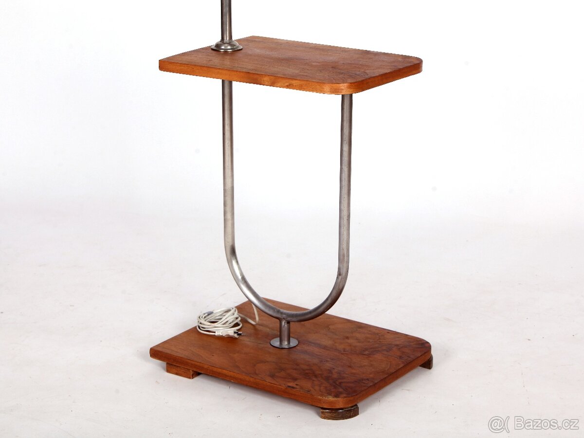 Zachovalá starožitná stojací lampa, ořech. - 5