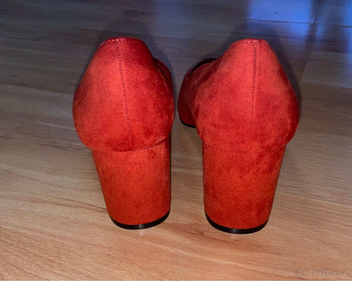 Červené sametové lodičky Graceland 38 - 5