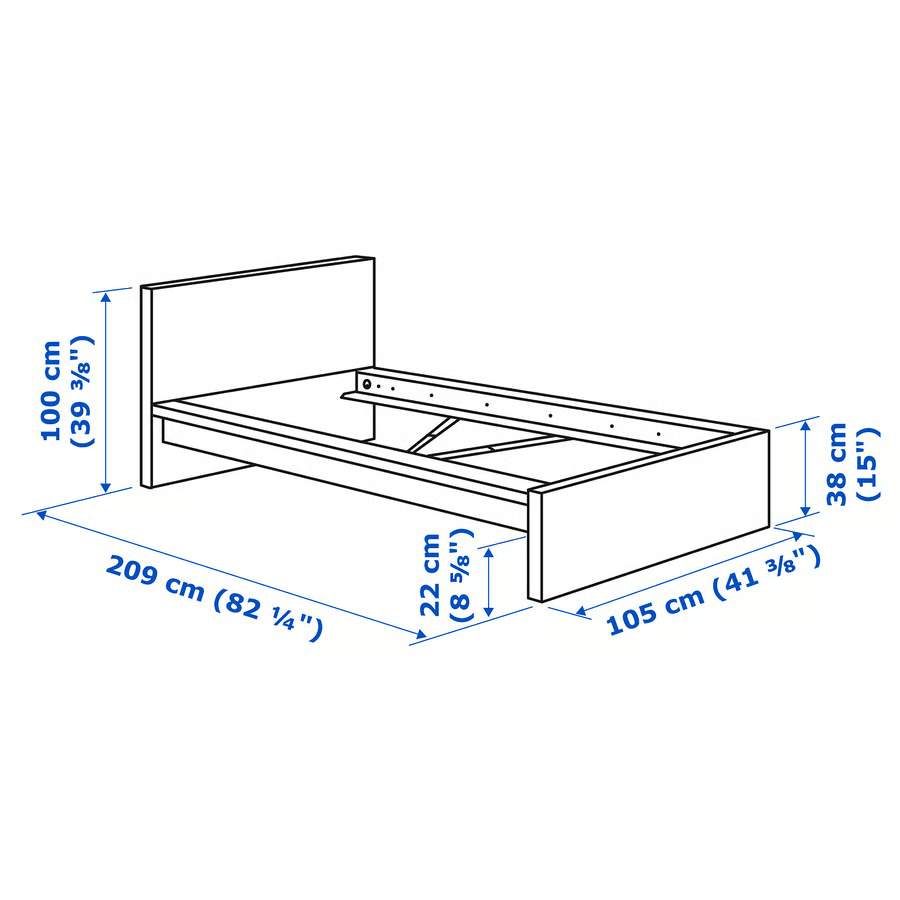 Postel MALM černohnědá 90x200 + lamelový rošt + zásuvky - 5