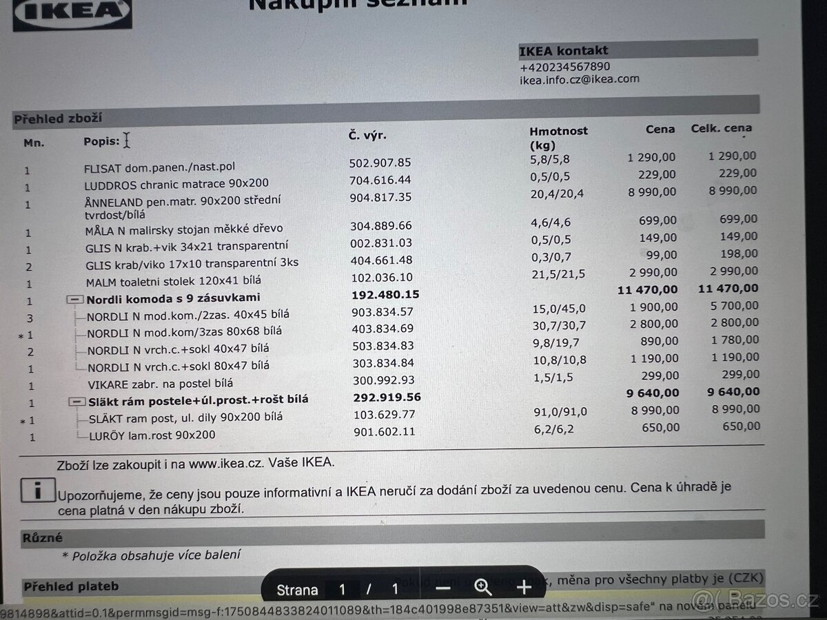 IKEA postel + matrace, top stav - 5