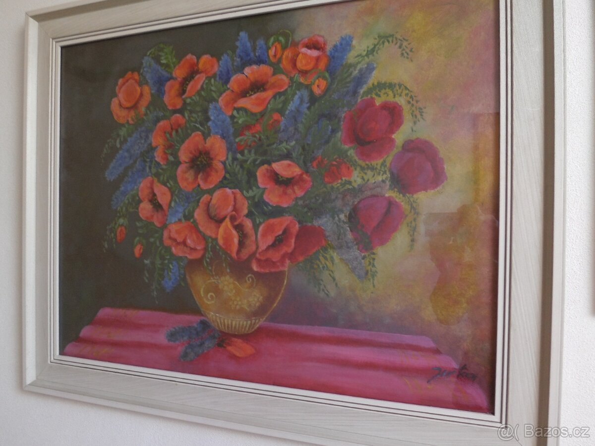 Obraz zátiší vlčí máky ve váze -sig. Jirka - 5