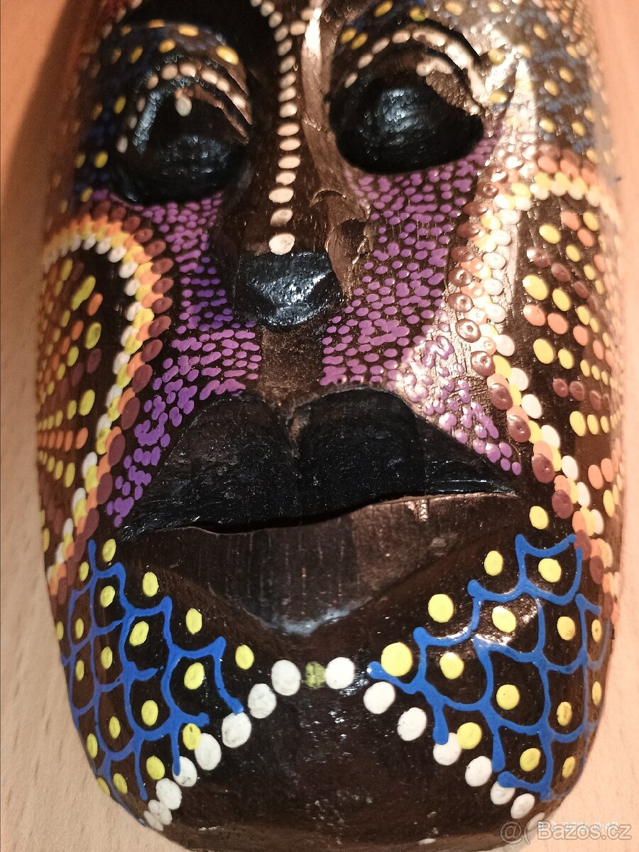 Dřevěná dekorace maska - 5