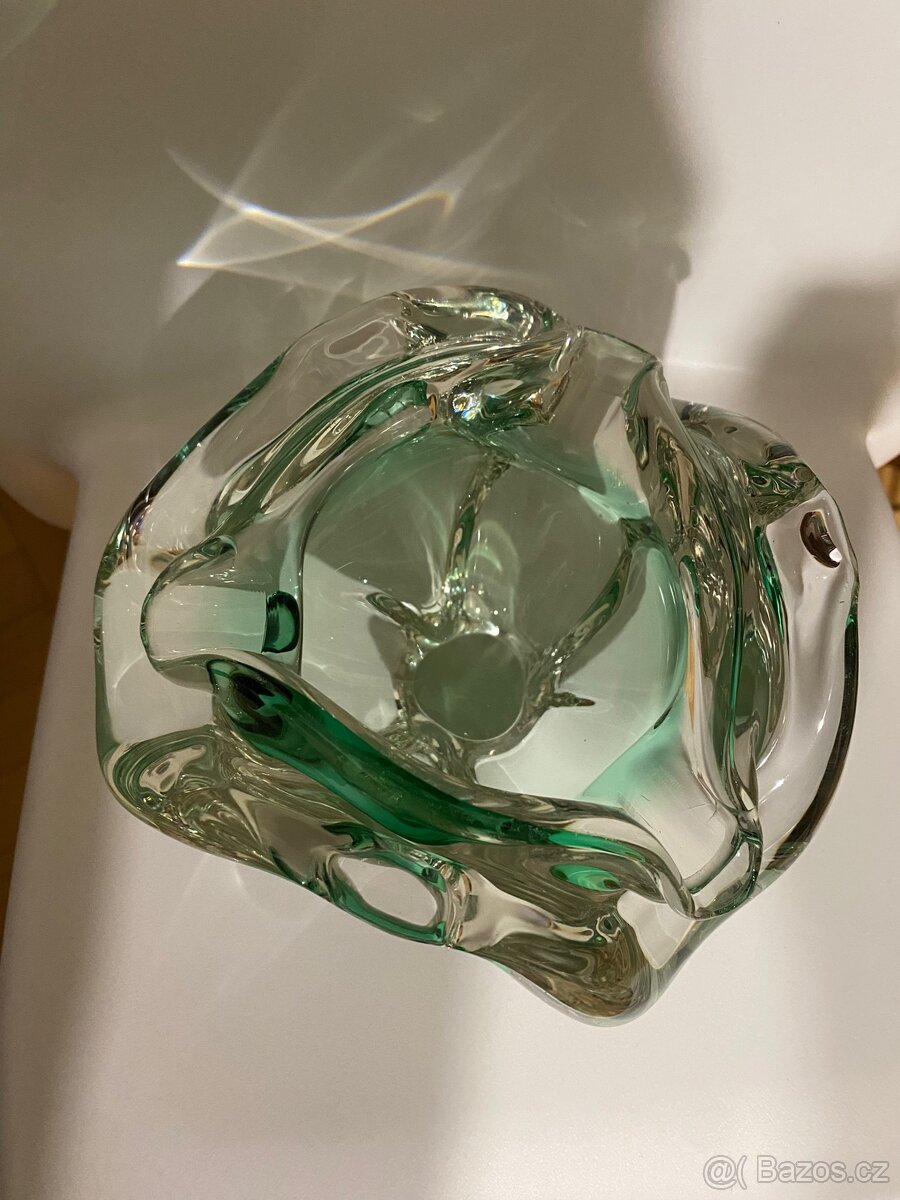 Popelník hutní sklo zelený - 5