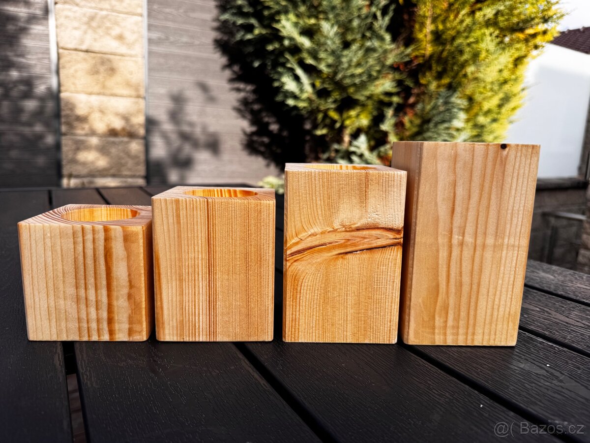 Smrkový masivni svícen – ruční výroba - 5