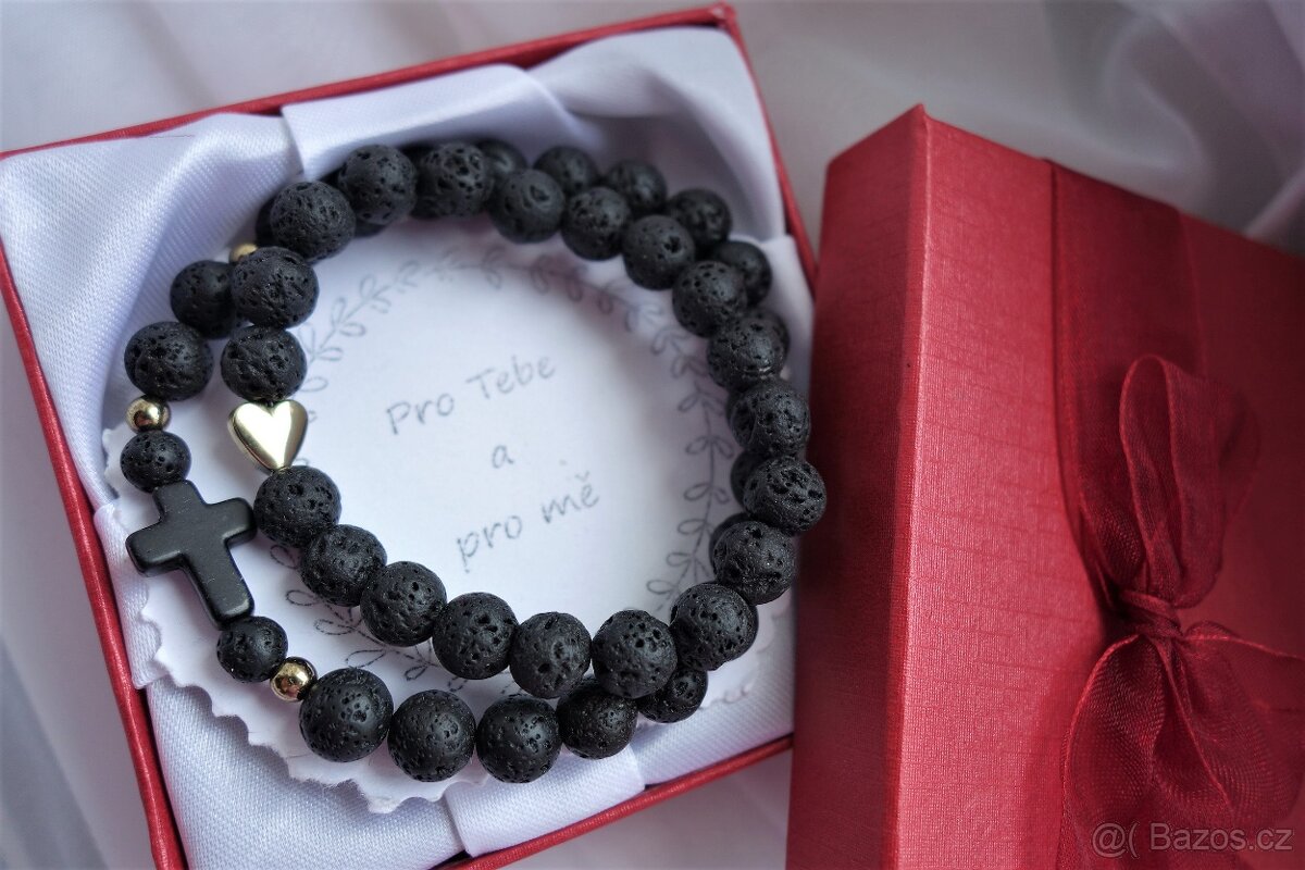 SLEVA Partnerské minerálními náramky z lávy akce VALENTÝN - 5