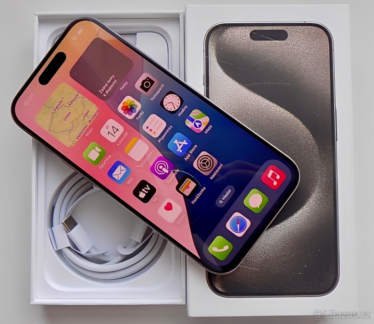 iPhone 15 Pro Natural Titanium BATERIE 100% TOP - 5