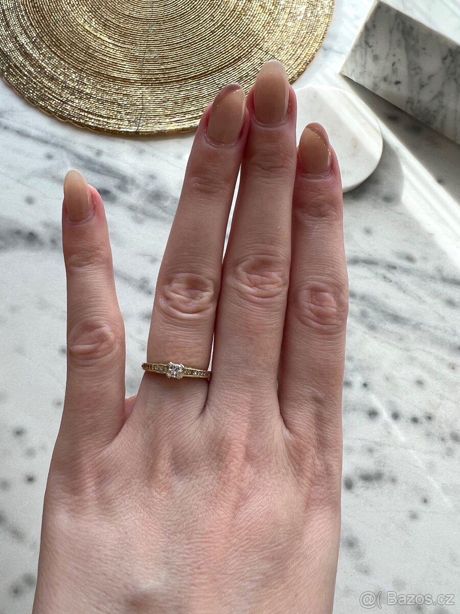 Epesní zlatý diamantový prsten - 5