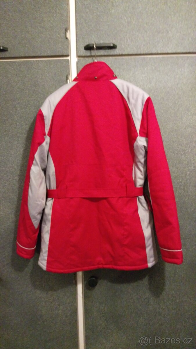 Zimní červeno šedivá bunda nebo kabát - 5