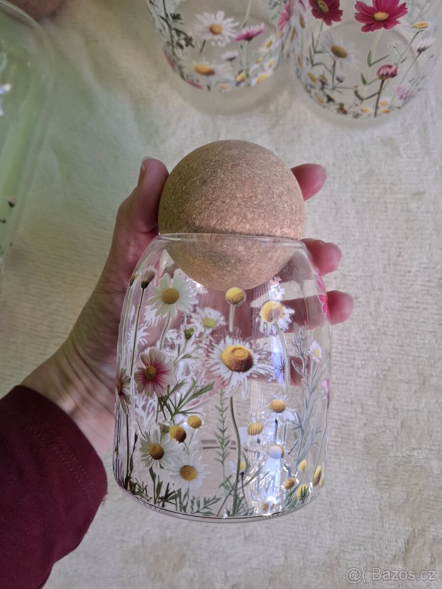 Skleněné dózy set 4ks Jarní - 5