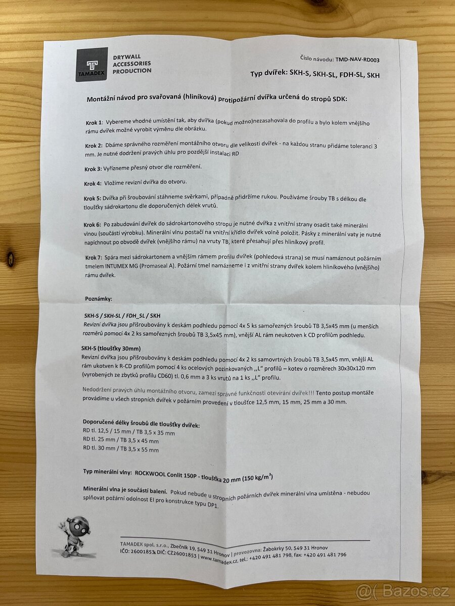 Revizní dvířka protipožární - TAMADEX - 5