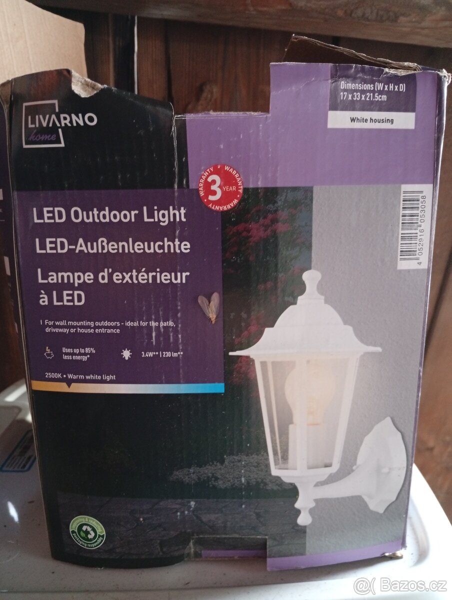 Nástěnná lucerna venkovní IP43, bílá 2ks - 5