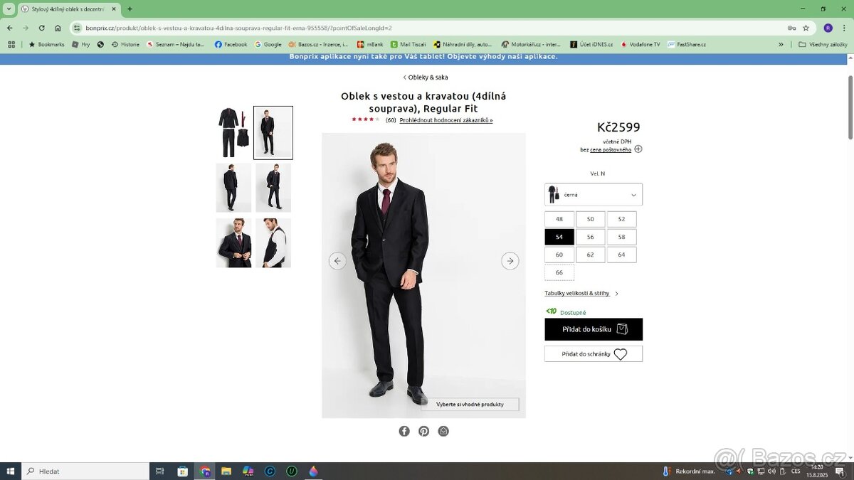 Pánský oblek černý 4dílný NOVÝ vel.54 - 5