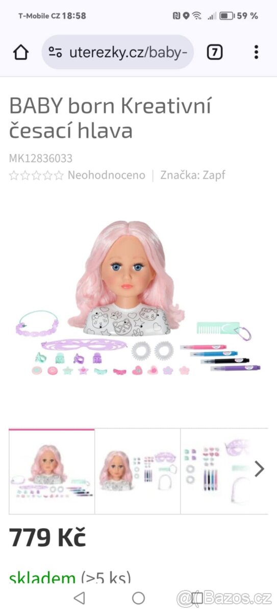 Cesaci hlava nová baby Born - 5