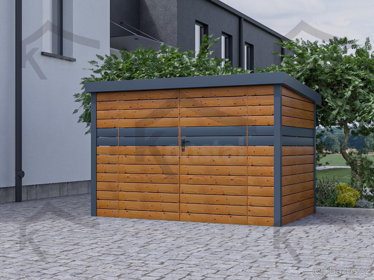 Moderní přístřešek na popelnice 3x1m - 5