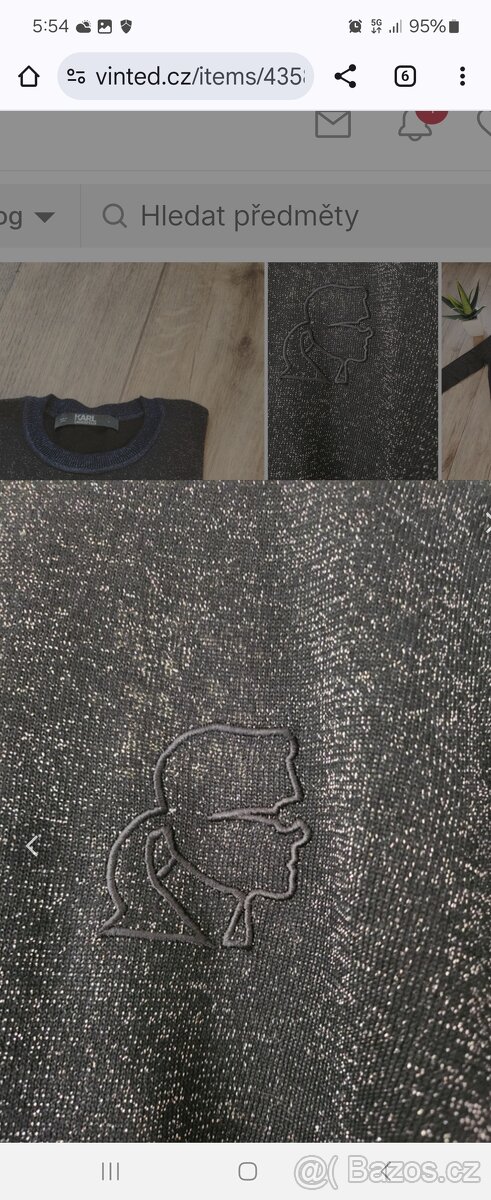 Lehky svetr Karl Lagerfeld trpytivy sedne xs,s rozmery v tex - 5