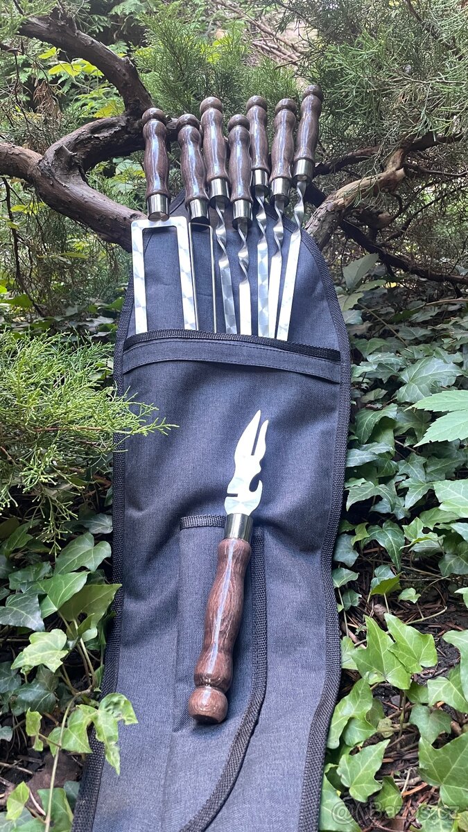 Sada špízů v pouzdře s vidličkou a dvojitými špízy - 5