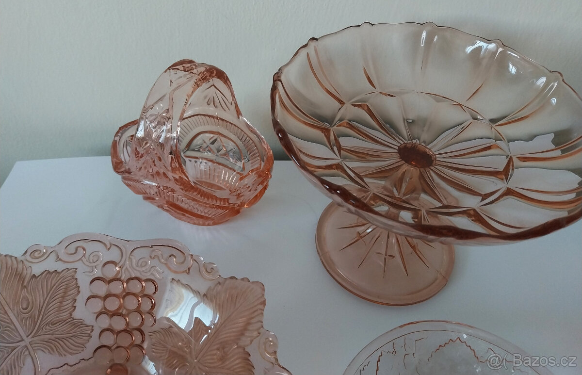 Rosalinové sklo, 4 ks, 70tá léta - 5