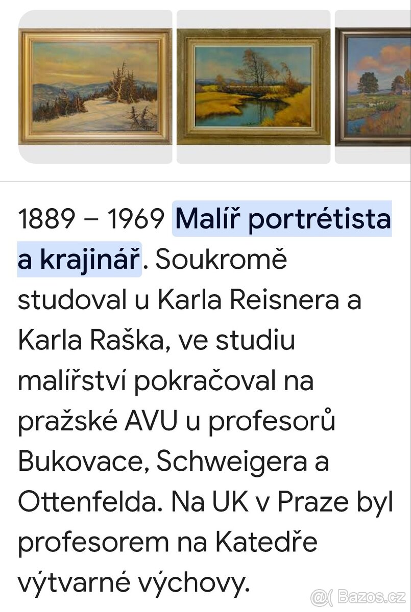 Obraz olejomalba, signace Josef Bureš. - 5