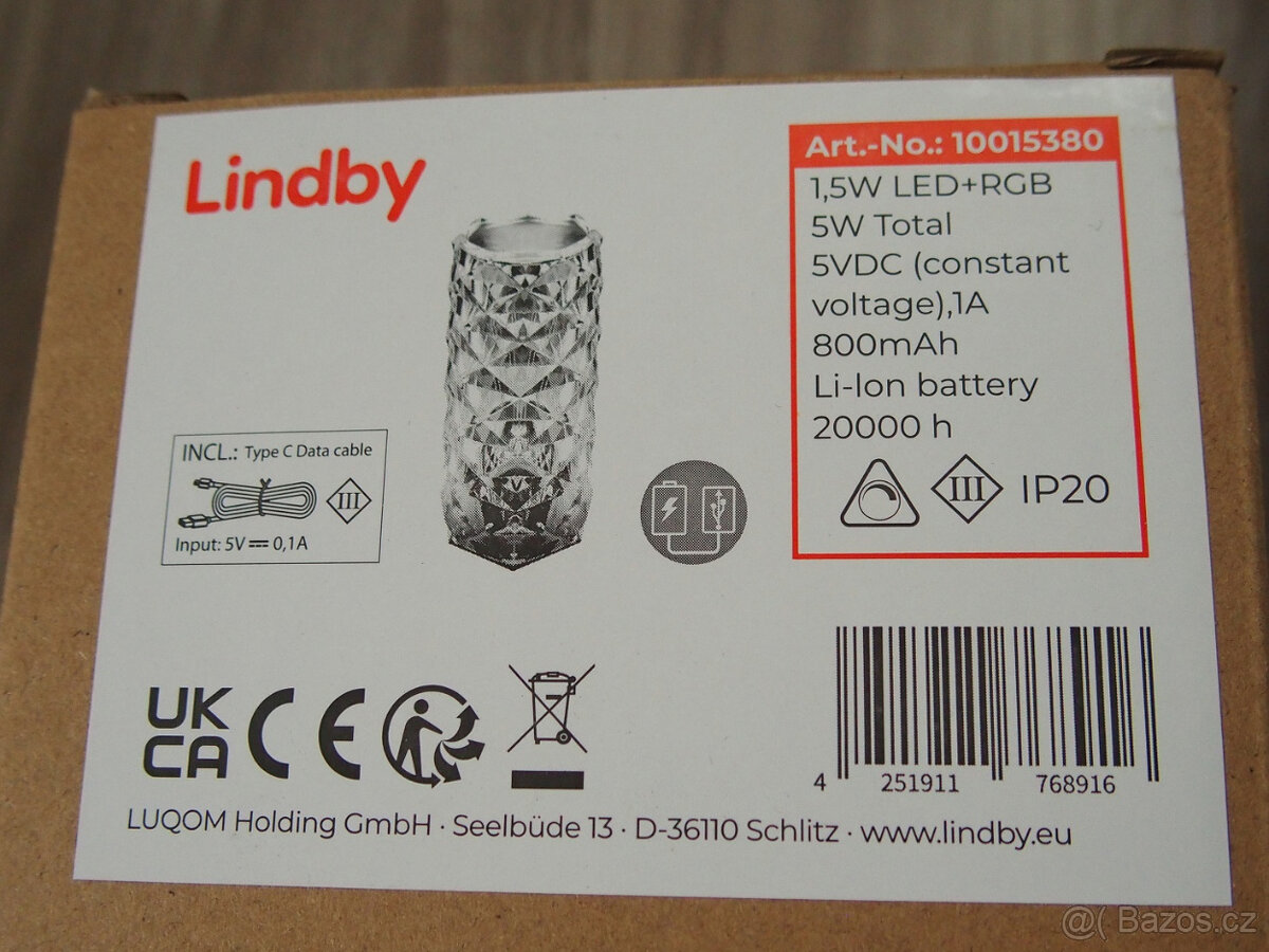 Lindby LED dobíjecí stolní lampa Louane 21 cm NOVÁ - 5