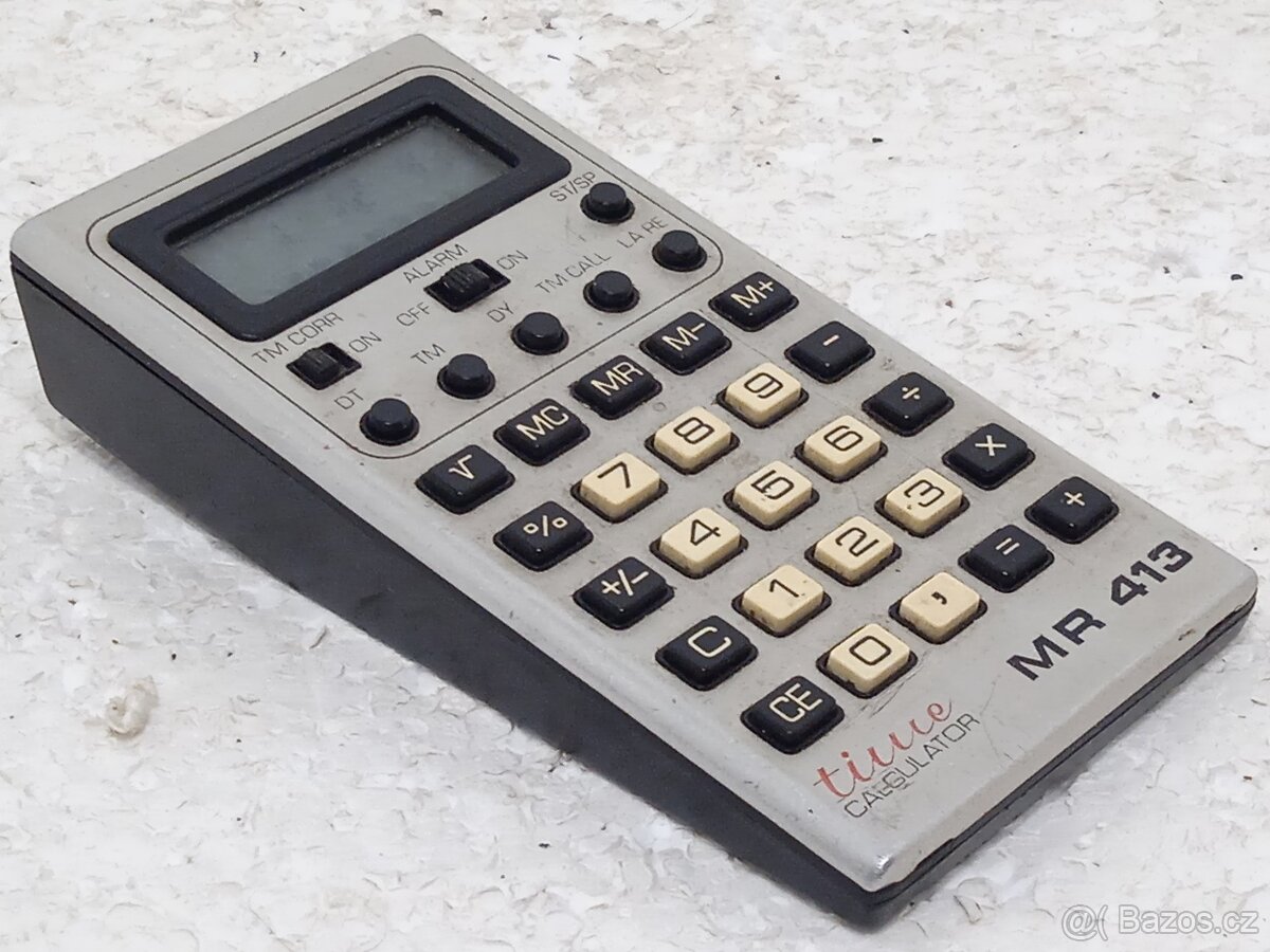 Tesla MR 413 - retro kalkulačka s budíkem stopkama datumem - 5