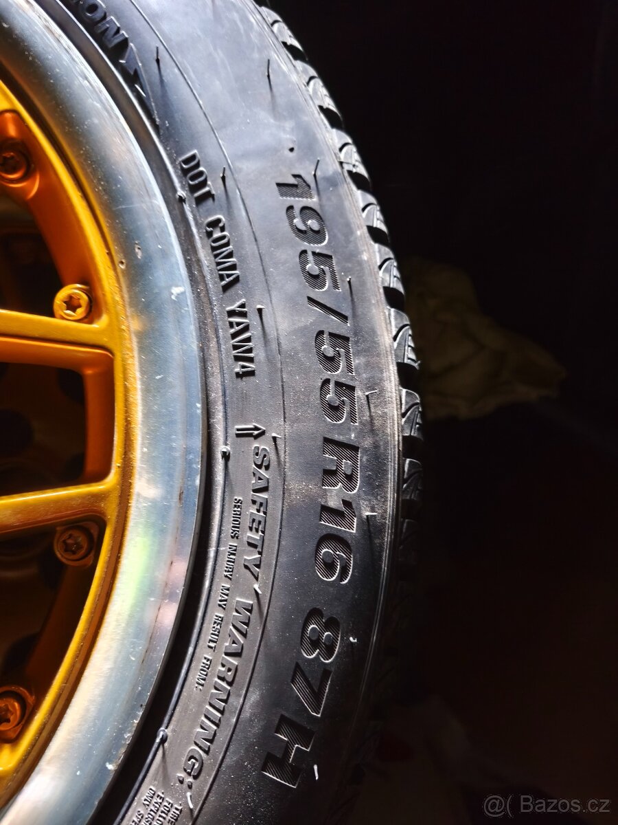 Krásná límcová ALU kola BBS 5x100 R16 se zánovní zimním pneu - 5