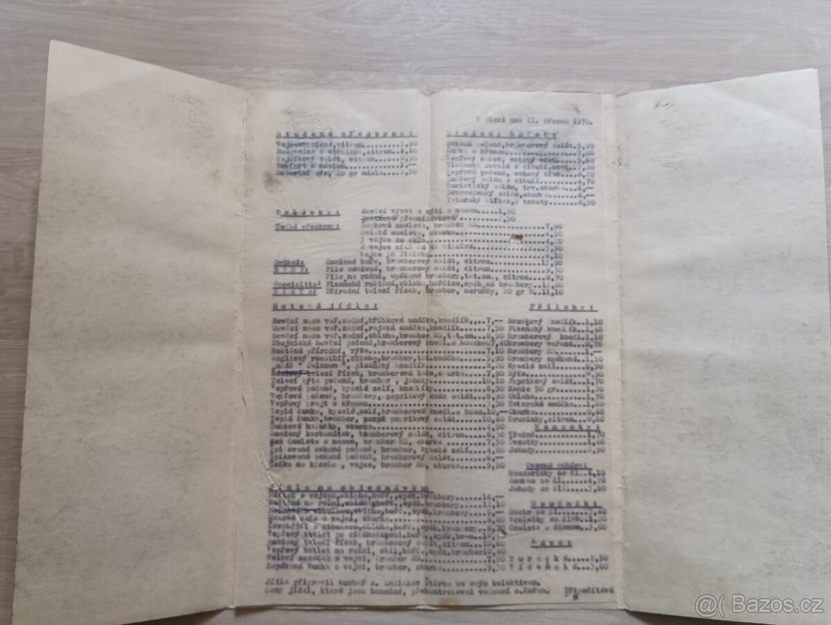 Starý jídelní lístek - 5