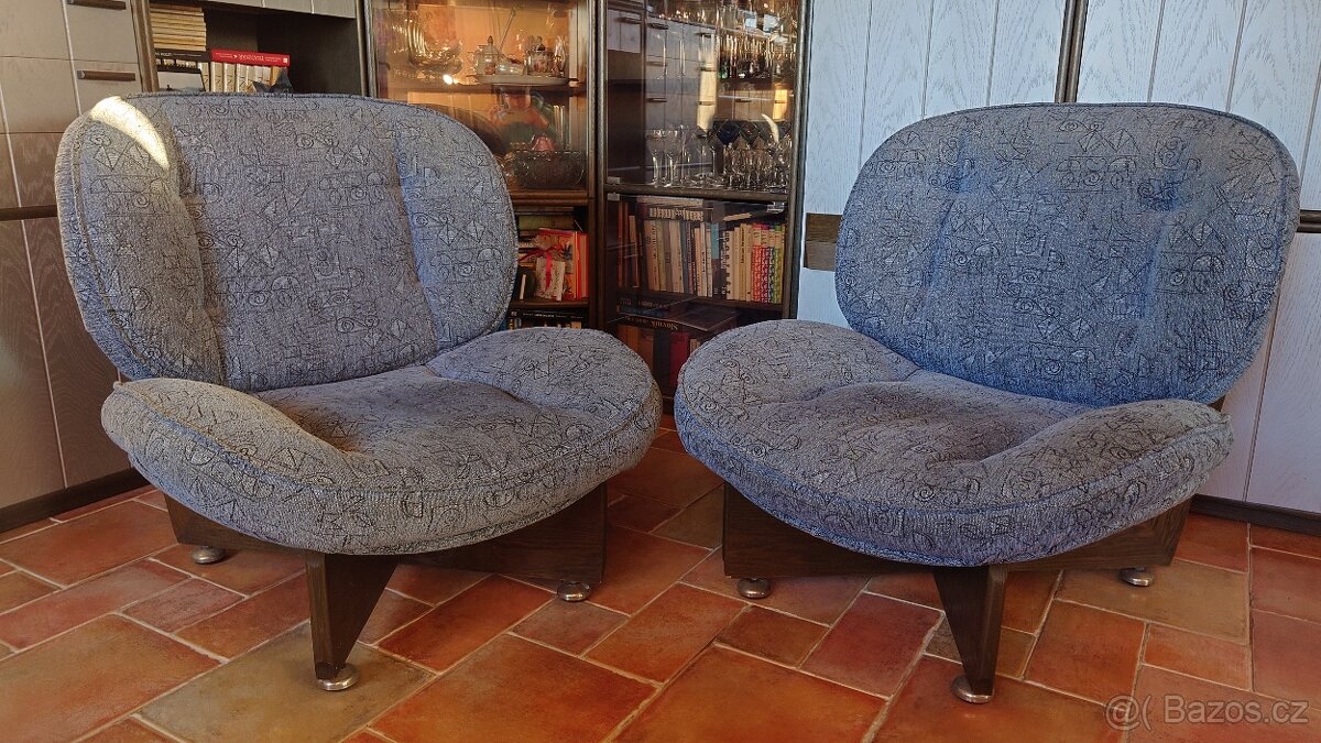 SET 2 křesla a 1 gauč modrá barva - 5