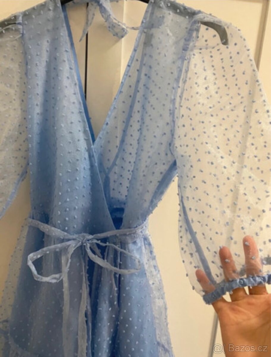 Zavinovací modré šaty - 5