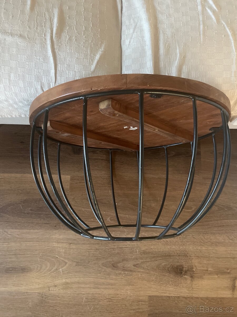 Designový konferenční stolek – masivní dřevo a kov - 5